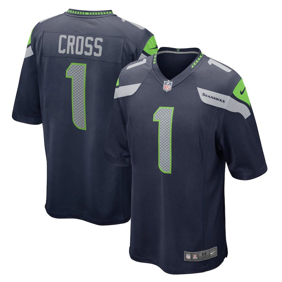 Men Seattle Seahawks #1 Charles Cross Nike College Navy 2022 NFL Draft First Round Pick Game Jersey->seattle seahawks->NFL Jersey